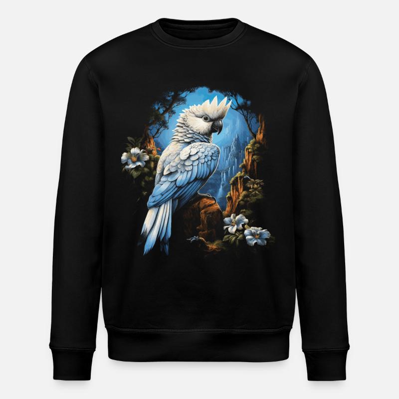 Majestic Bird Tropical Parrot Feathers - Stanley/Stella ROLLER Unisex Organic Sweatshirt - black