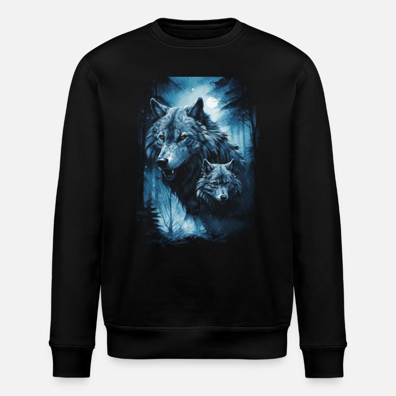 Dunkle Kunst Wolf Wald Mythisch - Stanley/Stella Unisex Bio-Sweatshirt ROLLER - Schwarz