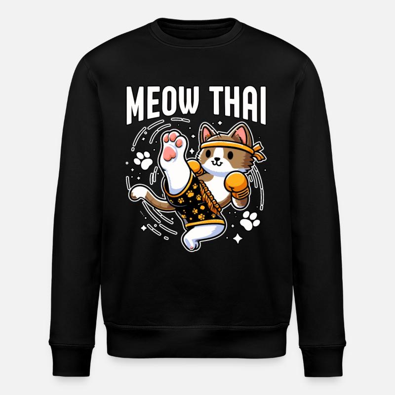 Meow Thai Cat - Stanley/Stella ROLLER Unisex Organic Sweatshirt - black