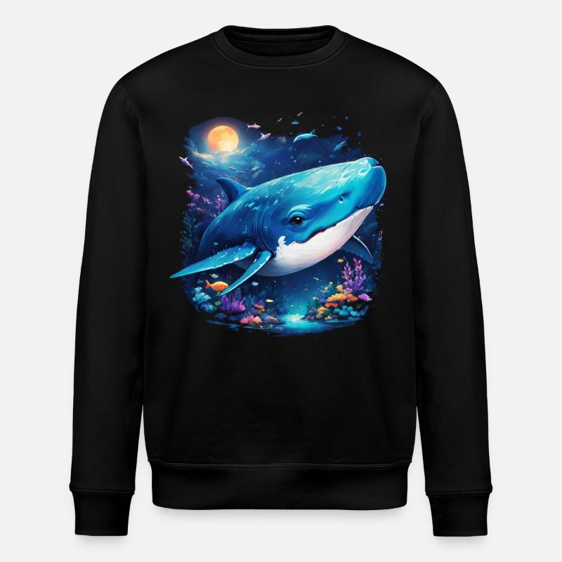 Blue Whale - Stanley/Stella ROLLER Unisex Organic Sweatshirt - black