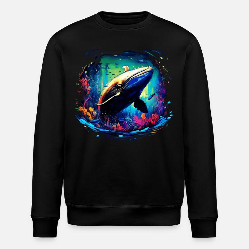 Baleine bleue - Sweat bio ROLLER Stanley/Stella Unisexe - noir