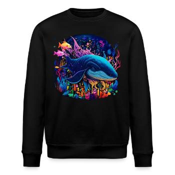 Blue Whale - Stanley/Stella Unisex Bio-Sweatshirt ROLLER - Schwarz - Vorne - Nik (191cm)
