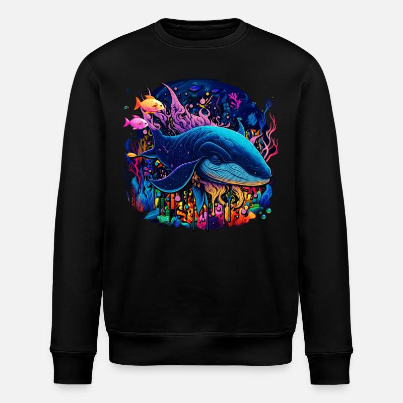 Blue Whale - Stanley/Stella ROLLER Unisex Organic Sweatshirt - black
