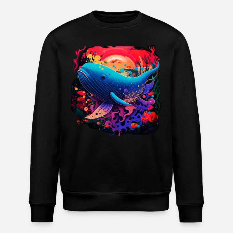 Blue Whale - Stanley/Stella ROLLER Unisex Organic Sweatshirt - black