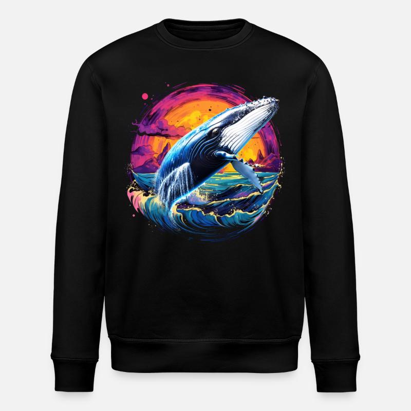 Blue Whale - Stanley/Stella ROLLER Unisex Organic Sweatshirt - black