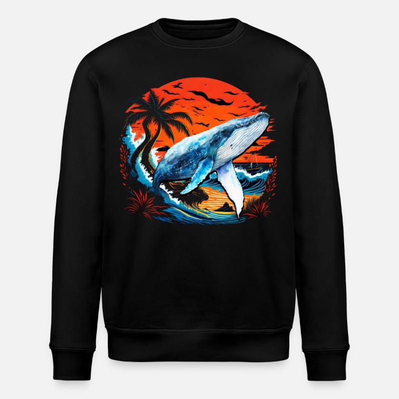 Baleine bleue - Sweat bio ROLLER Stanley/Stella Unisexe - noir