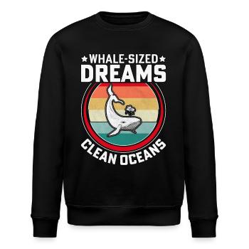 Whale-Sized Dreams Clean Oceans - Stanley/Stella ROLLER Unisex Organic Sweatshirt - black - Front - Nik (191cm)