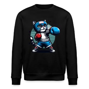 Boxende Katze - Stanley/Stella Unisex Bio-Sweatshirt ROLLER - Schwarz - Vorne - Nik (191cm)