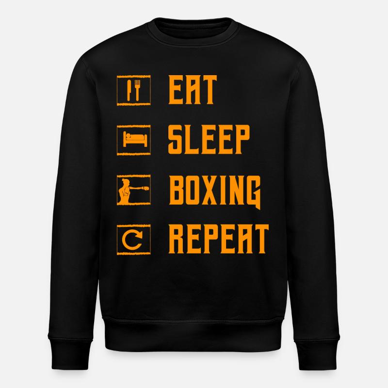 Eat Sleep Boxing Repeat - Stanley/Stella ROLLER Unisex Organic Sweatshirt - black