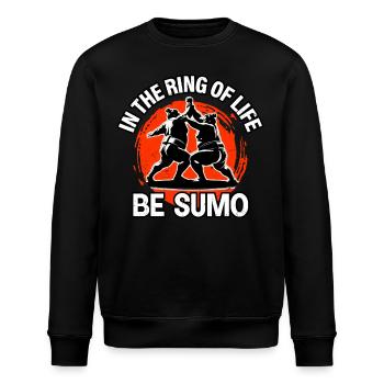 Im Ring des Lebens sei Sumo - Stanley/Stella Unisex Bio-Sweatshirt ROLLER - Schwarz - Vorne - Nik (191cm)