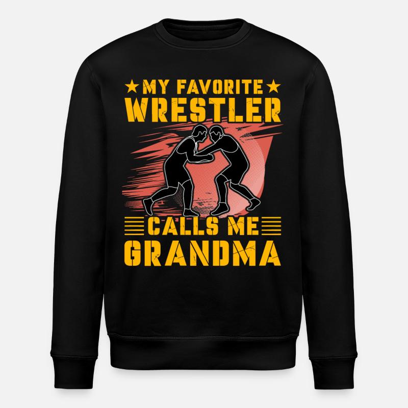 Mon lutteur préféré m’appelle grand-mère - Sweat bio ROLLER Stanley/Stella Unisexe - noir