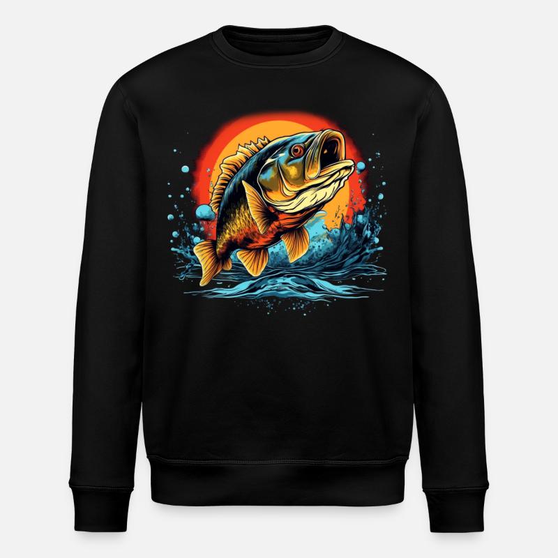 Bass Fish - Stanley/Stella ROLLER Unisex Organic Sweatshirt - black