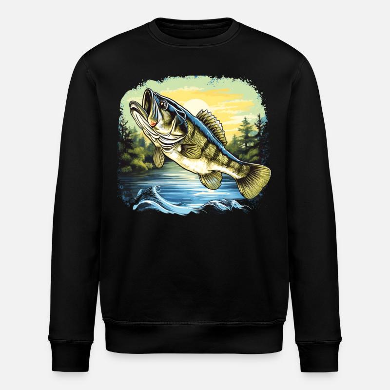 Bass Fish - Stanley/Stella ROLLER Unisex Organic Sweatshirt - black