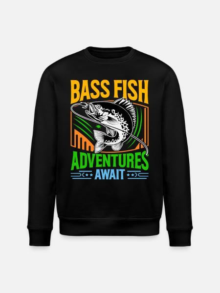 Bass Fish Adventures await - Stanley/Stella ROLLER Unisex Organic Sweatshirt - black