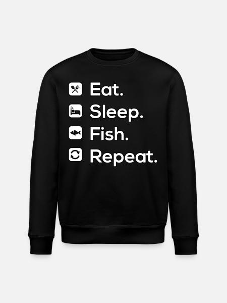 Eat Sleep Fish Repeat - Stanley/Stella ROLLER Unisex Organic Sweatshirt - black