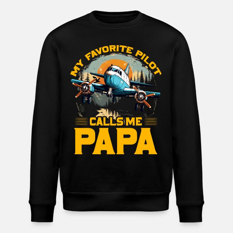 Mon pilote préféré m’appelle Papa - Sweat bio ROLLER Stanley/Stella Unisexe - noir