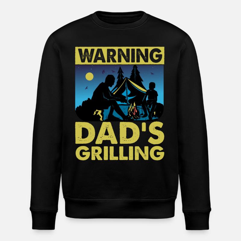 Warning Dad's Grilling - Stanley/Stella ROLLER Unisex Organic Sweatshirt - black
