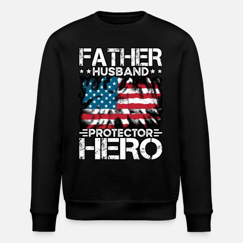 Father Husband Protector Hero - Stanley/Stella ROLLER Unisex Organic Sweatshirt - black