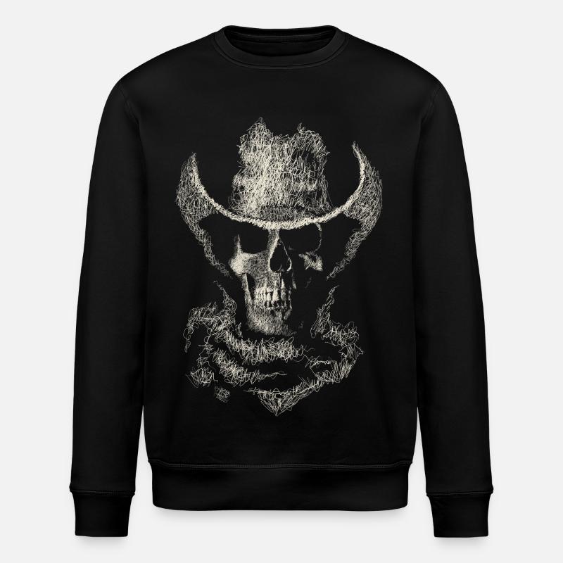 schädel cowboy - Stanley/Stella Unisex Bio-Sweatshirt ROLLER - Schwarz