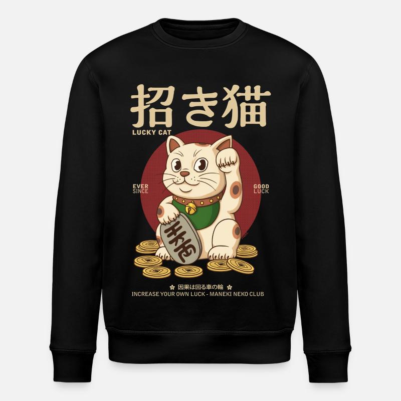 Maneki Neko - Stanley/Stella Unisex Bio-Sweatshirt ROLLER - Schwarz