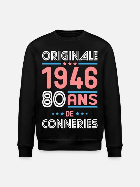 Original – 1946 – 80 Jahre - Stanley/Stella Unisex Bio-Sweatshirt ROLLER - Schwarz