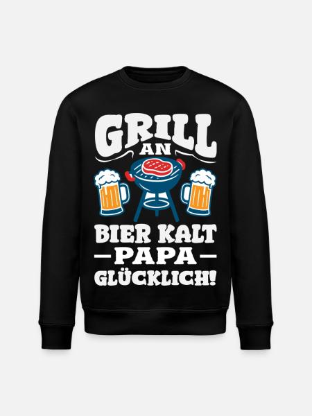 Grillmeister Geschenk Fleisch Wurst & Bier - Stanley/Stella Unisex Bio-Sweatshirt ROLLER - Schwarz