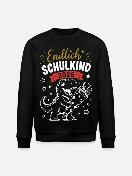 Endlich Schulkind 2026 Dino - Stanley/Stella Unisex Bio-Sweatshirt ROLLER - Schwarz