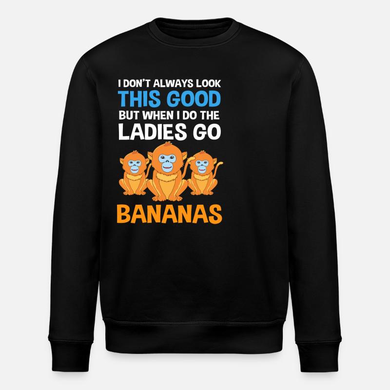 Stupsnasenaffe Affe Schimpanse - Stanley/Stella Unisex Bio-Sweatshirt ROLLER - Schwarz