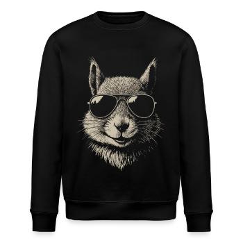Cooles Eichhörnchen mit Sonnenbrille Illustration - Stanley/Stella Unisex Bio-Sweatshirt ROLLER - Schwarz - Vorne - Nik (191cm)