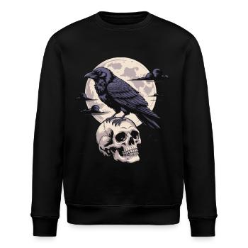 Schwarzer Rabe Totenschädel Vollmond Dunkel Gothic Emo Dunkel - Stanley/Stella Unisex Bio-Sweatshirt ROLLER - Schwarz - Vorne - Nik (191cm)