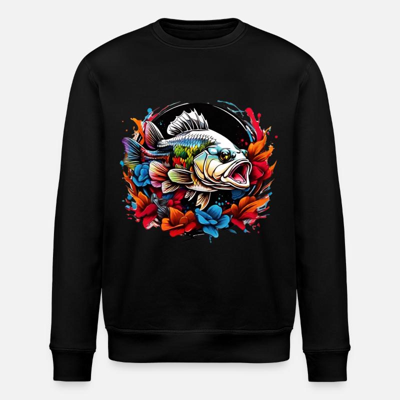 Bass Fish - Stanley/Stella ROLLER Unisex Organic Sweatshirt - black