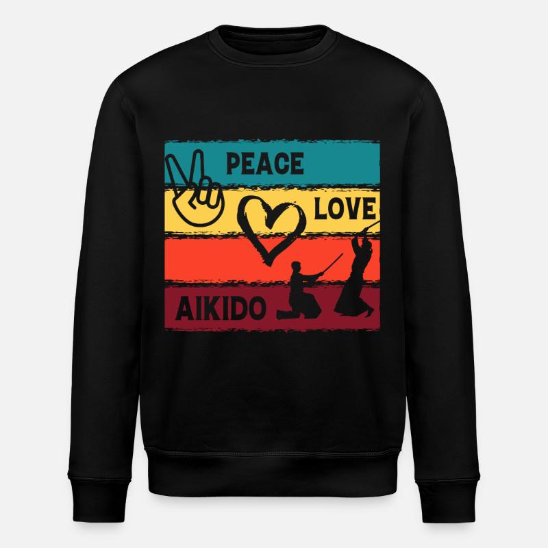 Frieden, Liebe, Aikido - Stanley/Stella Unisex Bio-Sweatshirt ROLLER - Schwarz