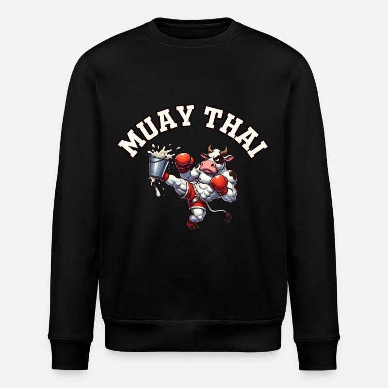 Muay Thai Cow - Stanley/Stella ROLLER Unisex Organic Sweatshirt - black