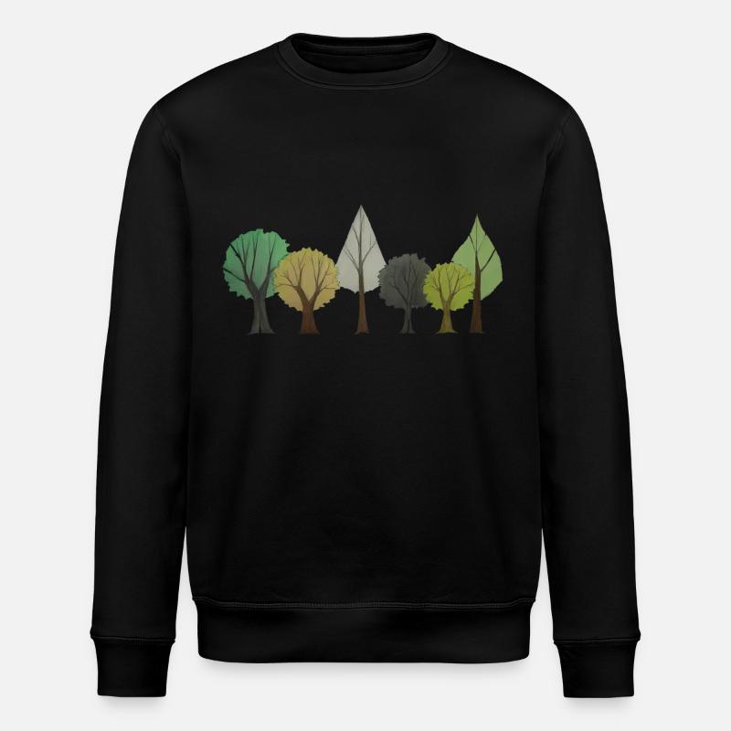 Trees Deciduous Forest Drawing - Stanley/Stella ROLLER Unisex Organic Sweatshirt - black
