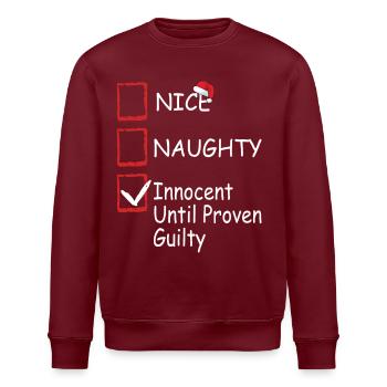 Nice Naughty Innocent Until Proven Guilty Christma - Stanley/Stella Unisex Bio-Sweatshirt ROLLER - Burgunderrot - Vorne - Nik (191cm)