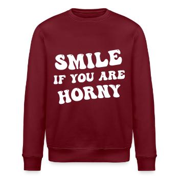 Souriez si vous êtes excité - Sweat bio ROLLER Stanley/Stella Unisexe - bordeaux - Devant - Nik (191cm)
