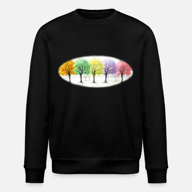 Bunt Bäume Baum Wald - Stanley/Stella Unisex Bio-Sweatshirt ROLLER - Schwarz