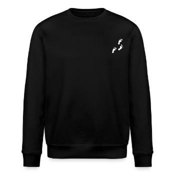 Barfuß-Fußspur • Dezentes Muster Miniprint - Stanley/Stella Unisex Bio-Sweatshirt ROLLER - Schwarz - Vorne - Nik (191cm)