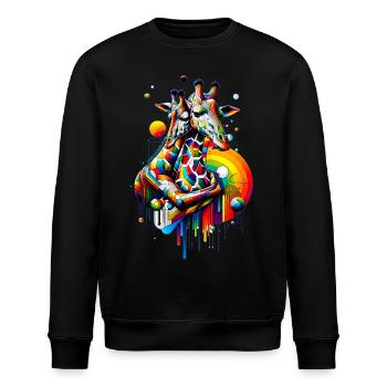 Giraffen Duo - Bunte Serengeti - Stanley/Stella Unisex Bio-Sweatshirt ROLLER - Schwarz - Vorne - Nik (191cm)