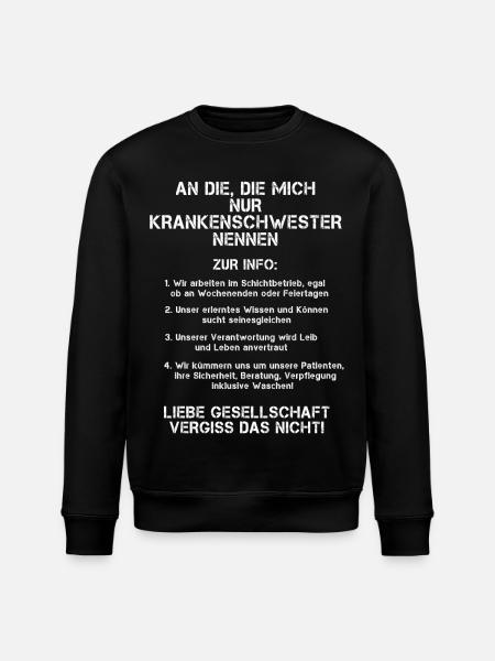 Krankenschwester INFO - Stanley/Stella Unisex Bio-Sweatshirt ROLLER - Schwarz