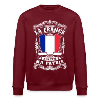 La France - Mon Pays - Ma Patrie - Sweat bio ROLLER Stanley/Stella Unisexe - bordeaux - Devant - Nik (191cm)