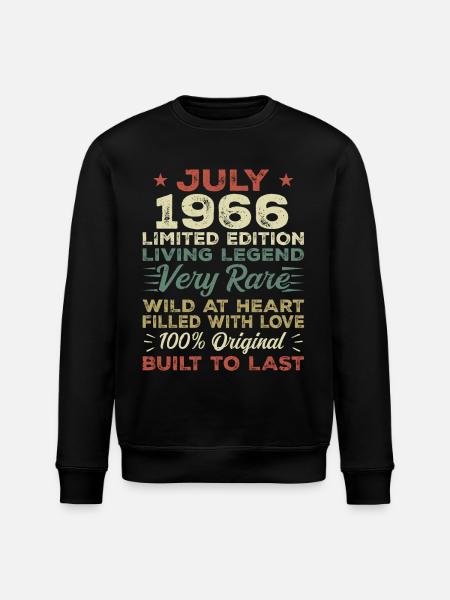 Cadeau juli 1966 Jubileum Juli 1966 Verjaardag - Stanley/Stella Uniseks bio-sweatshirt ROLLER - zwart