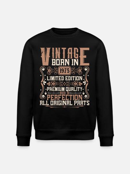 1975 Syntymäpäivä Vuosikerta 1975 Syntynyt Vintage 1975 - Stanley/Stella ROLLER unisex luomu-collegepaita - musta