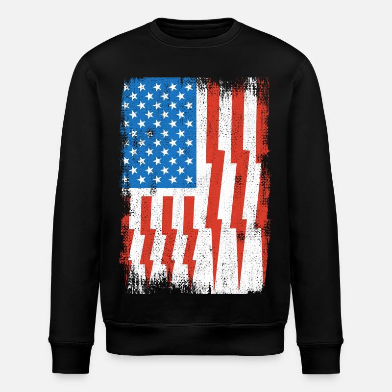 Elektriker US Flagge - Stanley/Stella Unisex Bio-Sweatshirt ROLLER - Schwarz