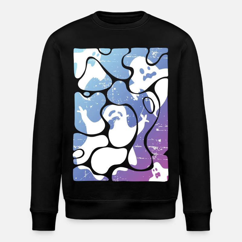 halloween ghosts - Stanley/Stella ROLLER Unisex Organic Sweatshirt - black