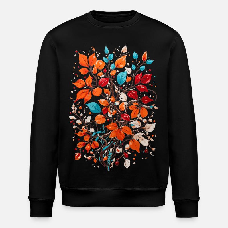 Blumen mit Nüsse - Stanley/Stella Unisex Bio-Sweatshirt ROLLER - Schwarz