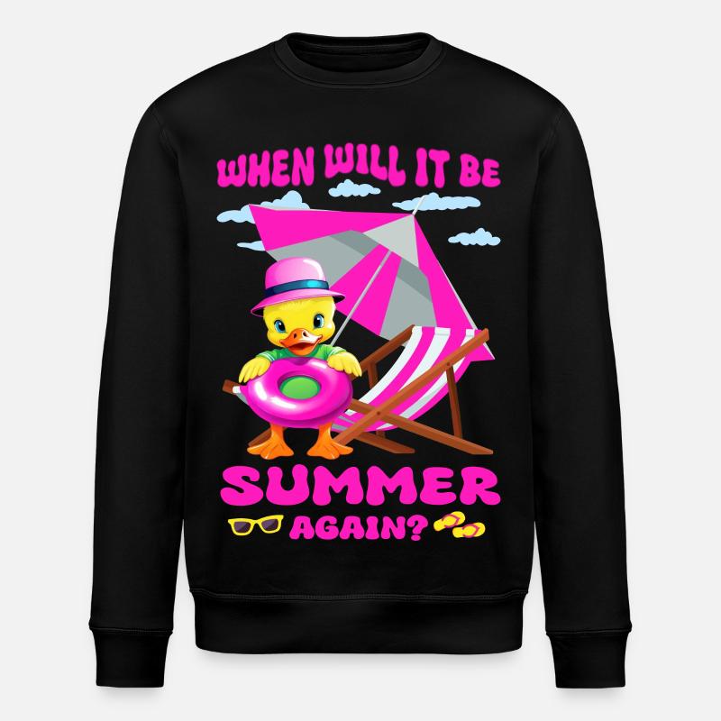 Cute duck with pink hat - Stanley/Stella ROLLER Unisex Organic Sweatshirt - black