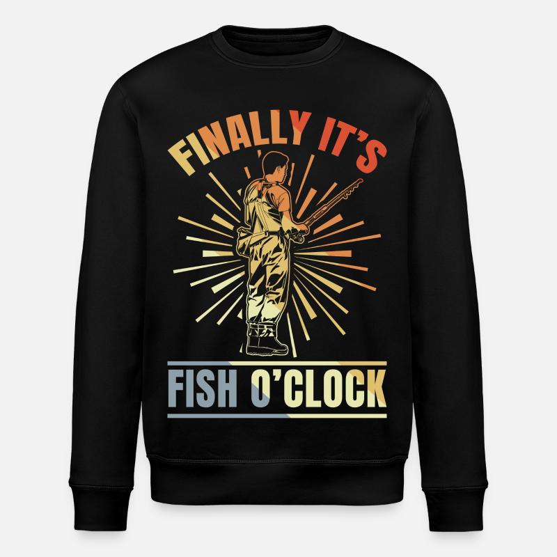 Finally It's Fish Clock - Stanley/Stella ROLLER Unisex Organic Sweatshirt - black