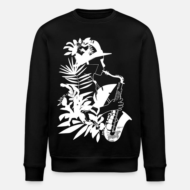 Female Saxophonist Comic Look - Stanley/Stella ROLLER Unisex Organic Sweatshirt - black
