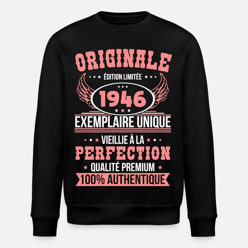 1946 – Unique example – Premium quality - Stanley/Stella ROLLER Unisex Organic Sweatshirt - black